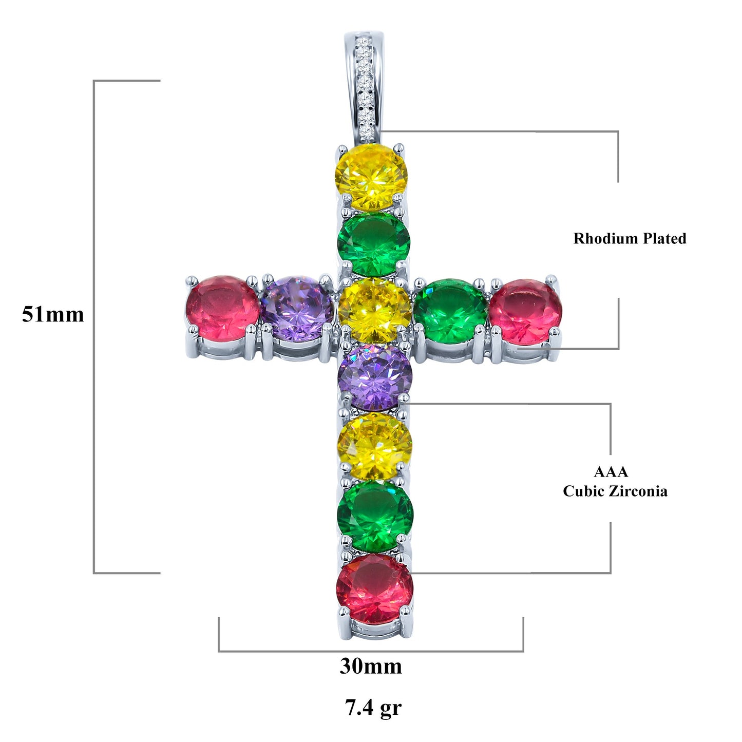 Rainbow Brass Pendant with CZ Stone | 9126769