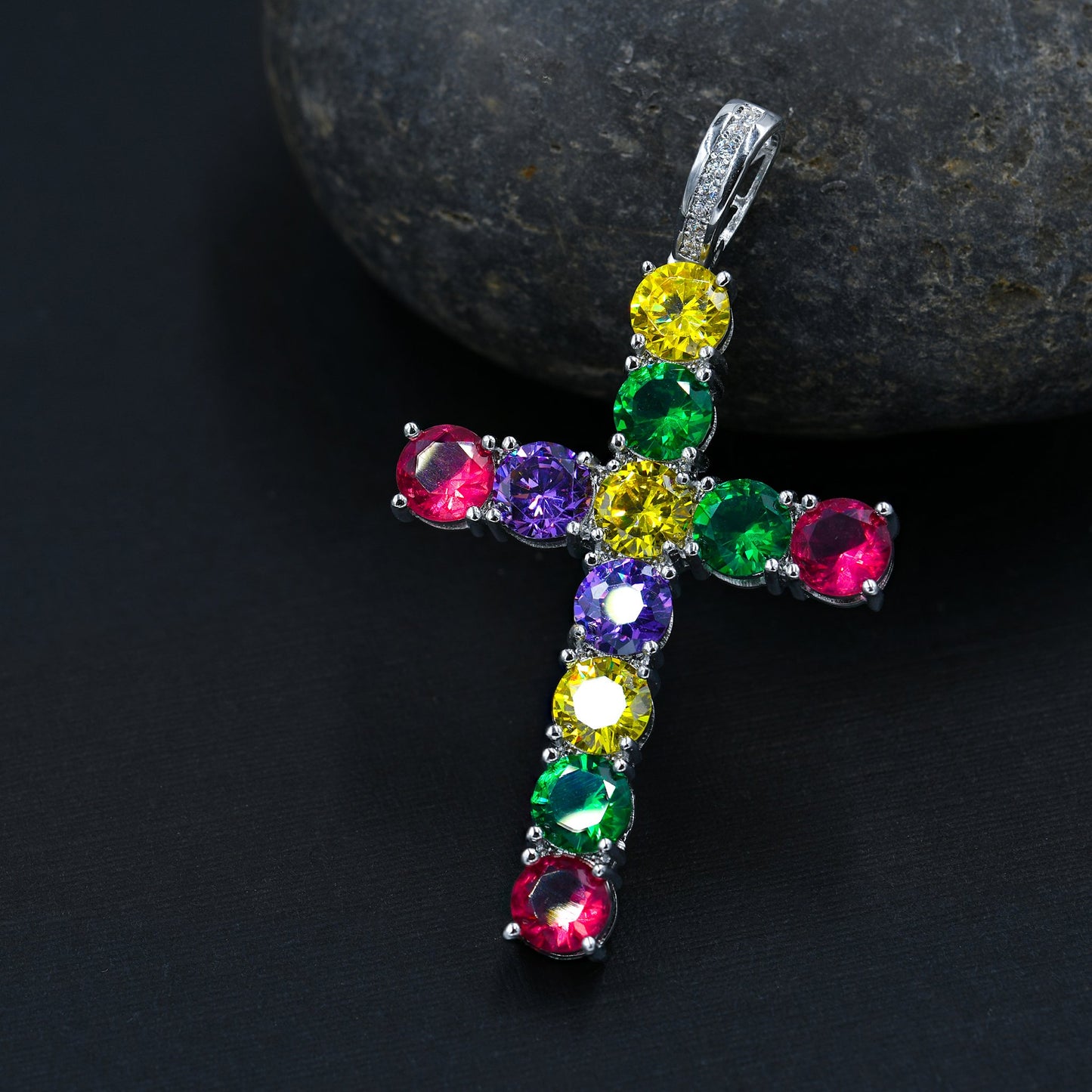Rainbow Brass Pendant with CZ Stone | 9126769