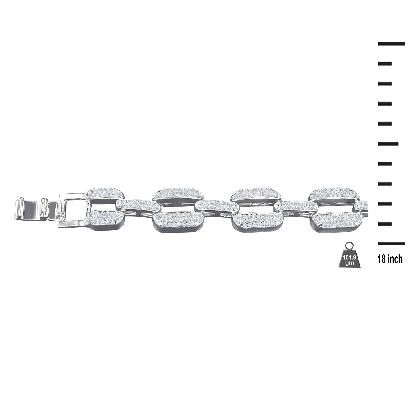 14 MM CURB LINK Silver Color Solid Crystal Chain | 970841