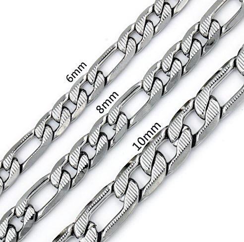 Silver Plated Brass Classic Figaro Diamond Cut Chain
